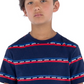 Camiseta Levi's Little Boy's com listras e logotipo, azul, tamanho 6