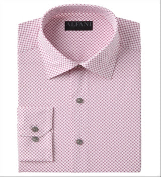 Camisa social masculina Alfani Slim Fit Performance Stretch Easy Care, branca/azul, tamanho P 14-14/5