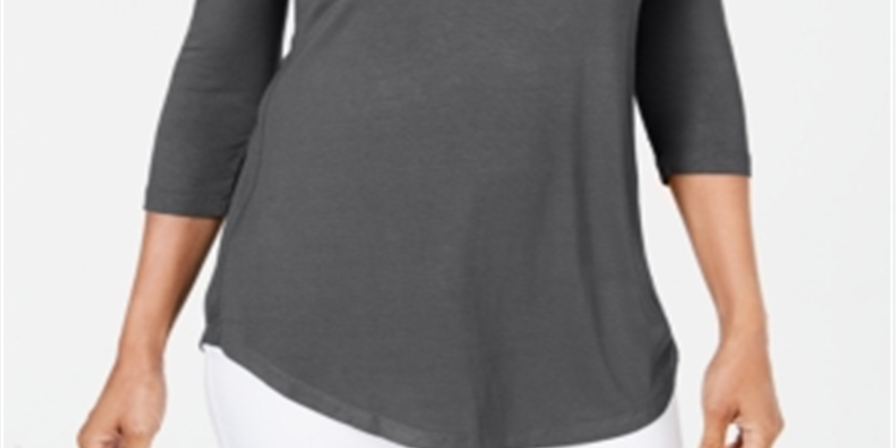 JM Collection Blusa feminina com ombros descobertos, tamanho carvão - Petite G