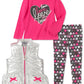 Conjunto infantil Headquarters para meninas, 3 peças, colete metálico, top, leggings estampados, rosa, tamanho 2T