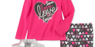 Conjunto infantil Headquarters para meninas, 3 peças, colete metálico, top, leggings estampados, rosa, tamanho 2T