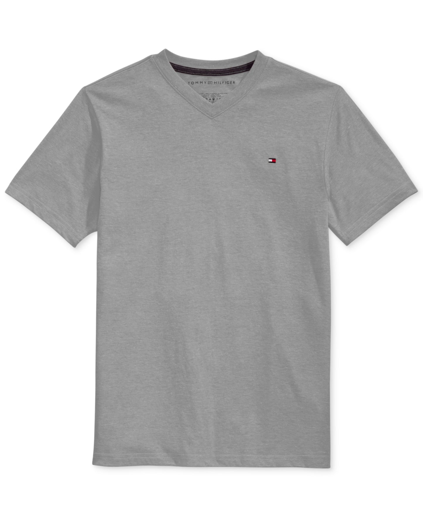 Camiseta Tommy Hilfiger Infantil Tommy CVC Gola V Cinza Tamanho G