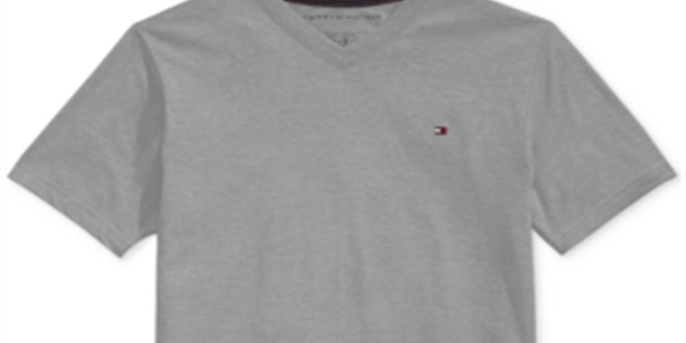 Camiseta Tommy Hilfiger Infantil Tommy CVC Gola V Cinza Tamanho G