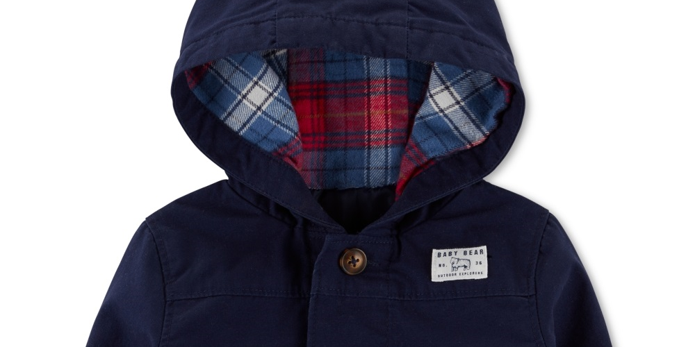 Jaqueta Carter's Baby Boy com capuz e botões na frente, azul, tamanho 6 meses