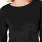 Camiseta feminina Karen Scott lisa, manga comprida, gola redonda, preta, tamanho pequeno, extragrande