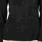 Camiseta feminina Karen Scott lisa, manga comprida, gola redonda, preta, tamanho pequeno, extragrande