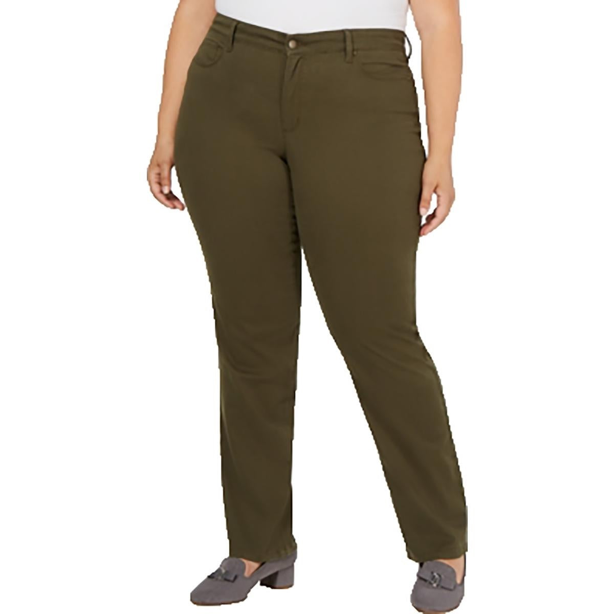 Calça jeans feminina Charter Club Plus Velvet, cintura alta, perna reta, marrom, tamanho 14W