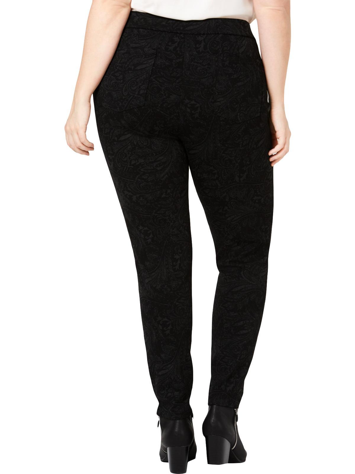 Leggings femininas estampadas plus size de cintura média da Style &amp; Co, pretas, tamanho 14W