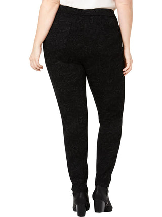 Leggings femininas estampadas plus size de cintura média da Style &amp; Co, pretas, tamanho 14W