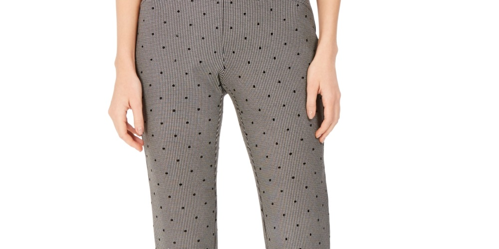 Calça feminina com estampa de bolinhas Charter Club, preta, tamanho 12