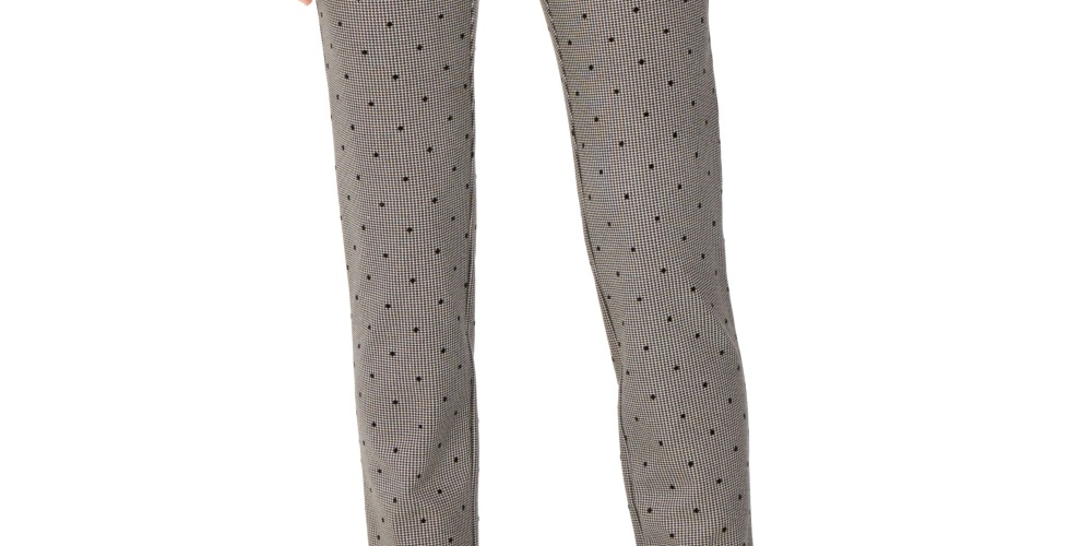 Calça feminina com estampa de bolinhas Charter Club, preta, tamanho 12