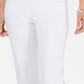 Calça feminina cropped com zíper e acabamento em zíper, tamanho pequeno e grande, branca