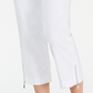 Calça feminina cropped com zíper e acabamento em zíper, tamanho pequeno e grande, branca