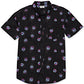 Camisa masculina Billabong Sundays com estampa de manga curta e botões, preta, tamanho pequeno