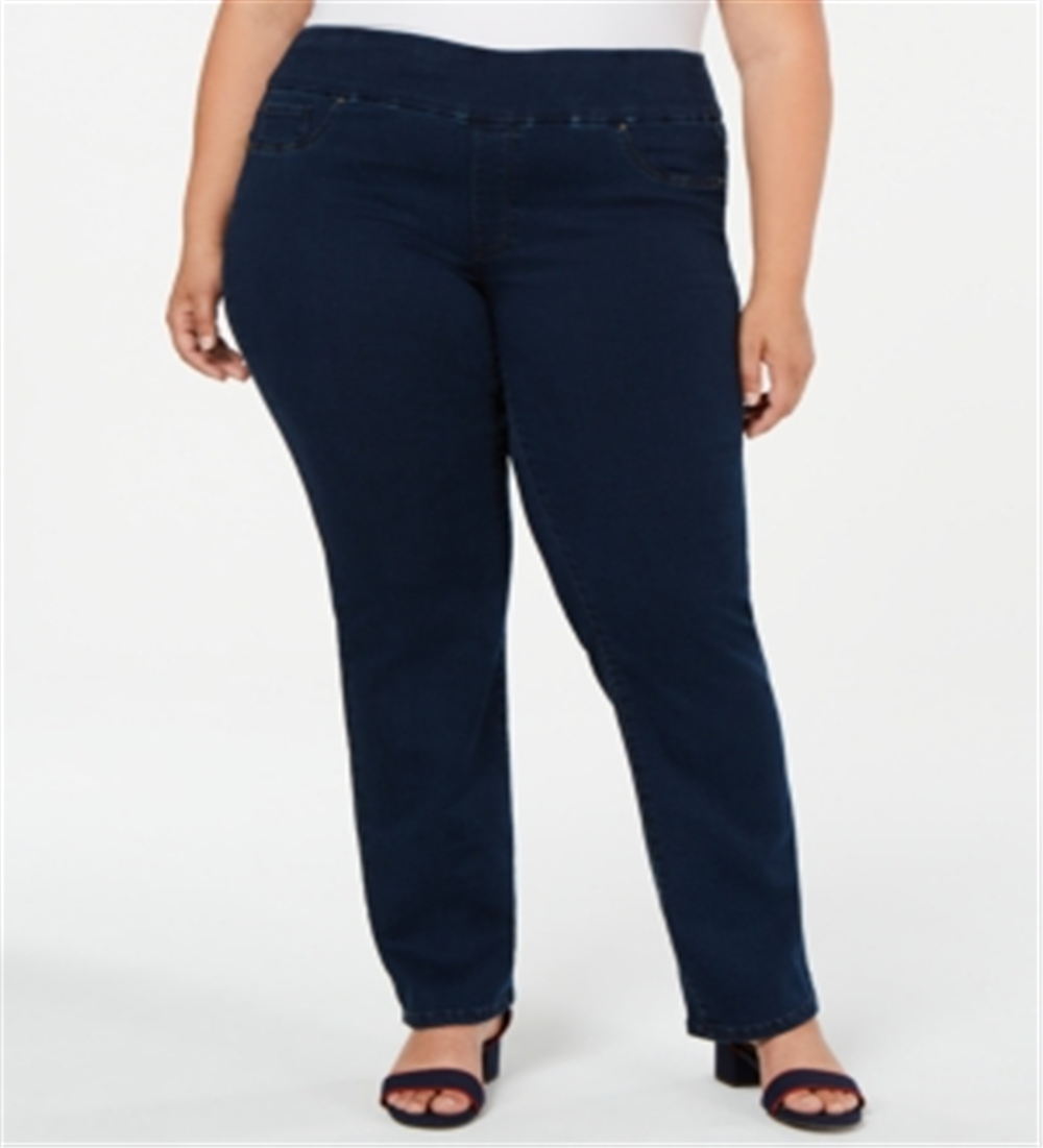 Calça jeans feminina Charter Club Plus Straight Leg Pull On, azul marinho, tamanho 28 W
