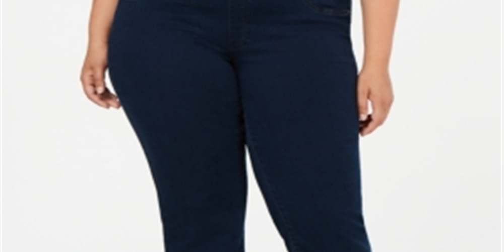 Calça jeans feminina Charter Club Plus Straight Leg Pull On, azul marinho, tamanho 28 W