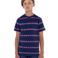 Camiseta Levi's Infantil Menino Listrada com Logotipo Azul Tamanho 2T