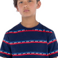 Camiseta Levi's Infantil Menino Listrada com Logotipo Azul Tamanho 2T