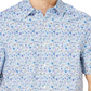 Camisa Oxford de manga curta com estampa floral da coleção Sail masculina Nautica, branca, tamanho pequeno