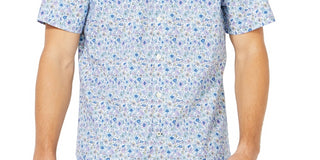 Camisa Oxford de manga curta com estampa floral da coleção Sail masculina Nautica, branca, tamanho pequeno