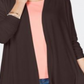 Karen Scott Cardigan drapeado com frente aberta para mulheres, marrom, tamanho XX-G