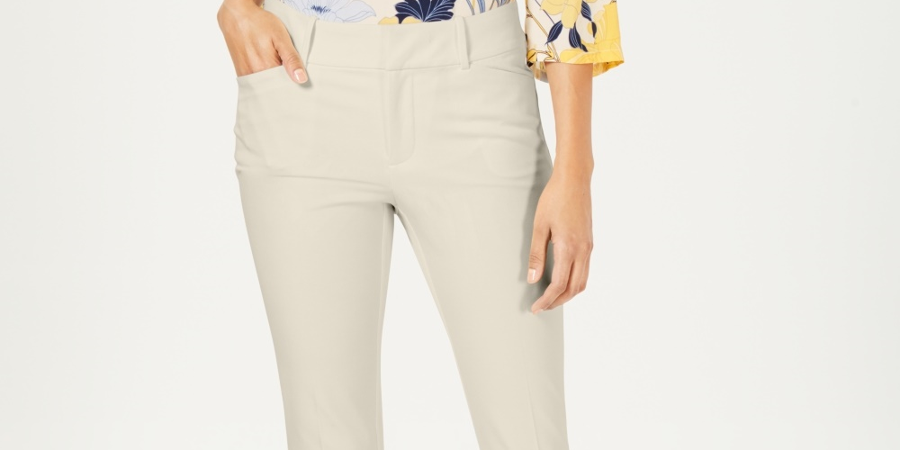 Calça feminina Charter Club Solid Newport Slim Leg, bege, tamanho 6P