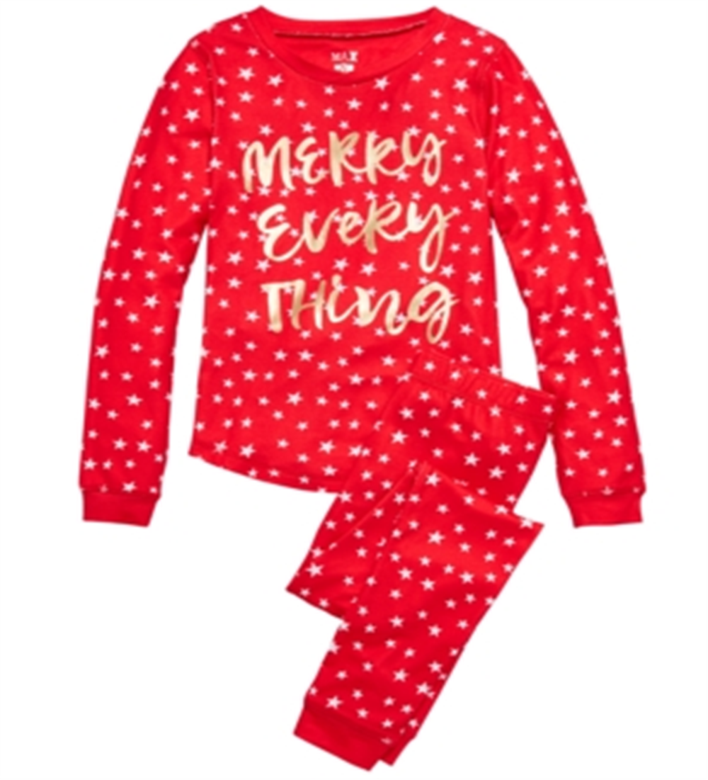 Conjunto de pijama 2 peças Merry Everything da Max &amp; Olivia Big Girl, vermelho, tamanho M
