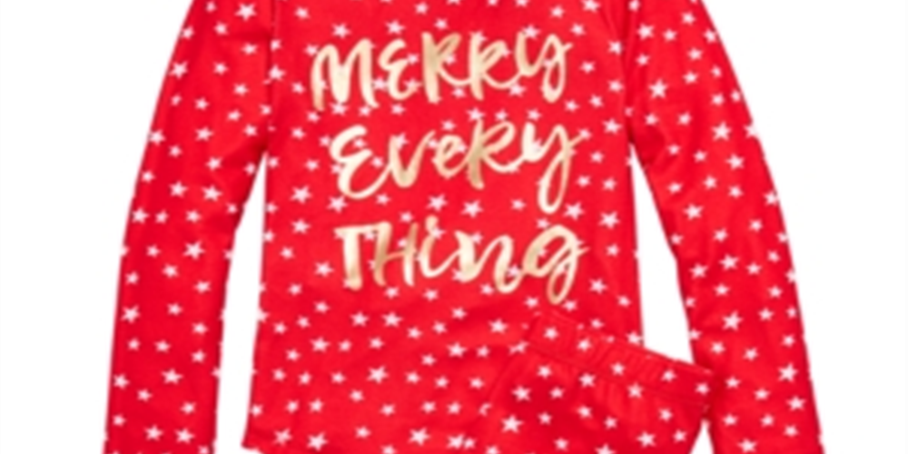 Conjunto de pijama 2 peças Merry Everything da Max &amp; Olivia Big Girl, vermelho, tamanho M