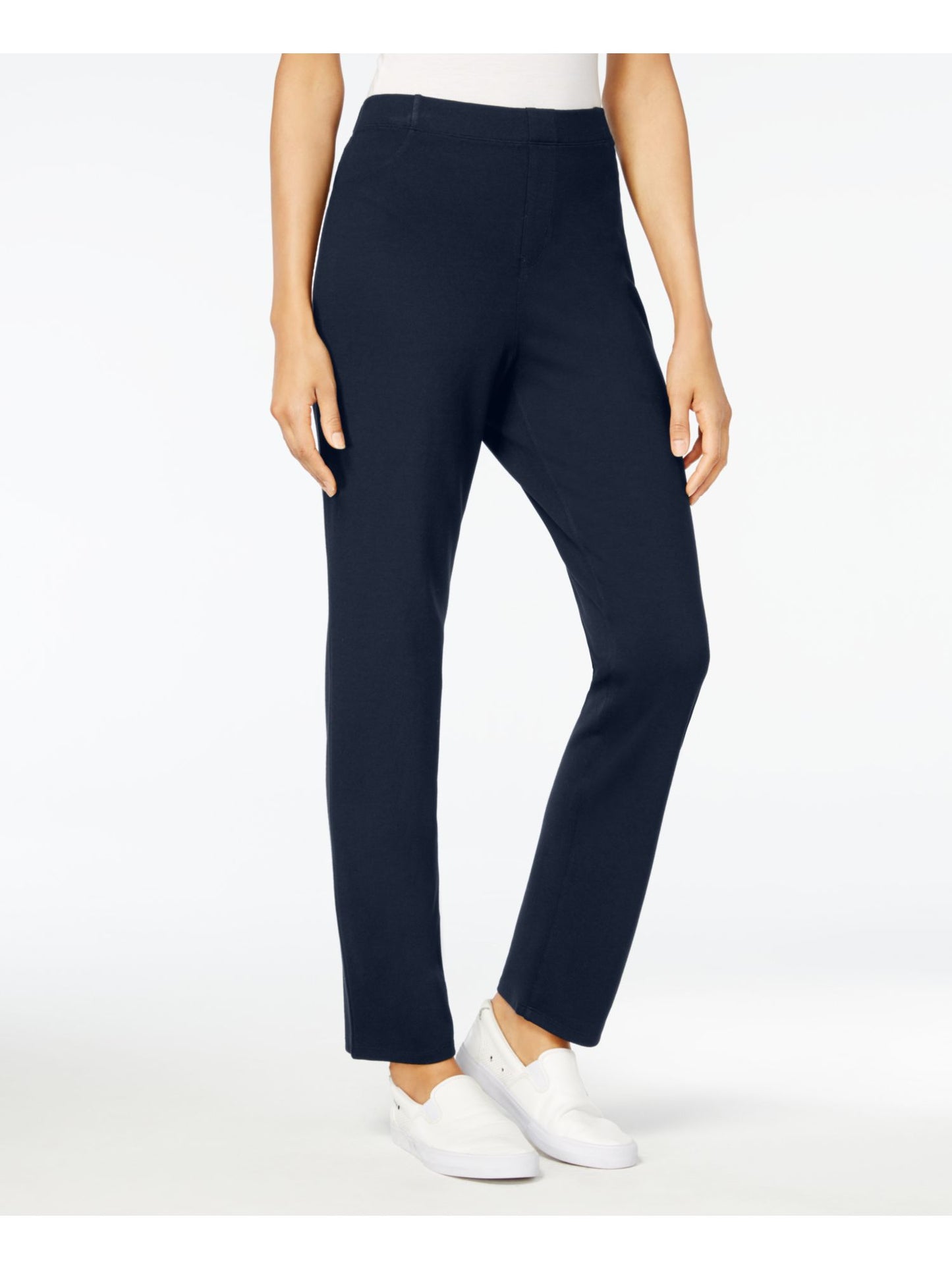 Calça de veludo feminina Karen Scott, azul, tamanho pequeno, médio