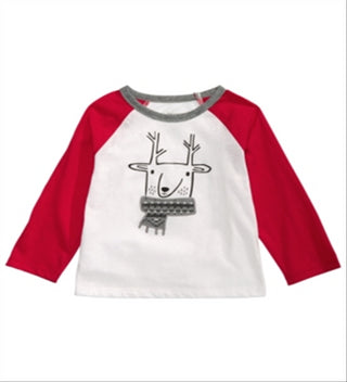 Camiseta estampada de rena First Impressions para bebê menino, branca, tamanho 3-6 meses