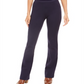Calça feminina estilo bootcut com cintura confortável, azul marinho, tamanho pequeno P