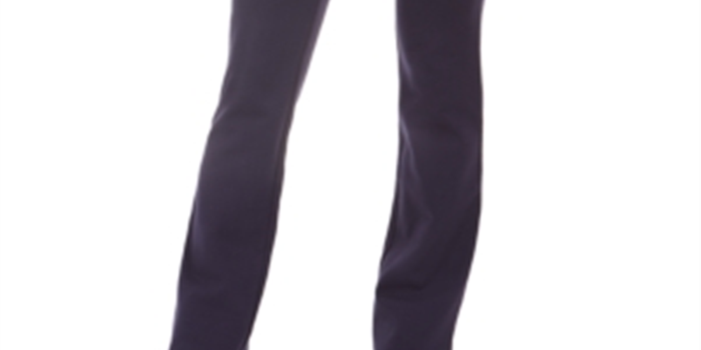 Calça feminina estilo bootcut com cintura confortável, azul marinho, tamanho pequeno P