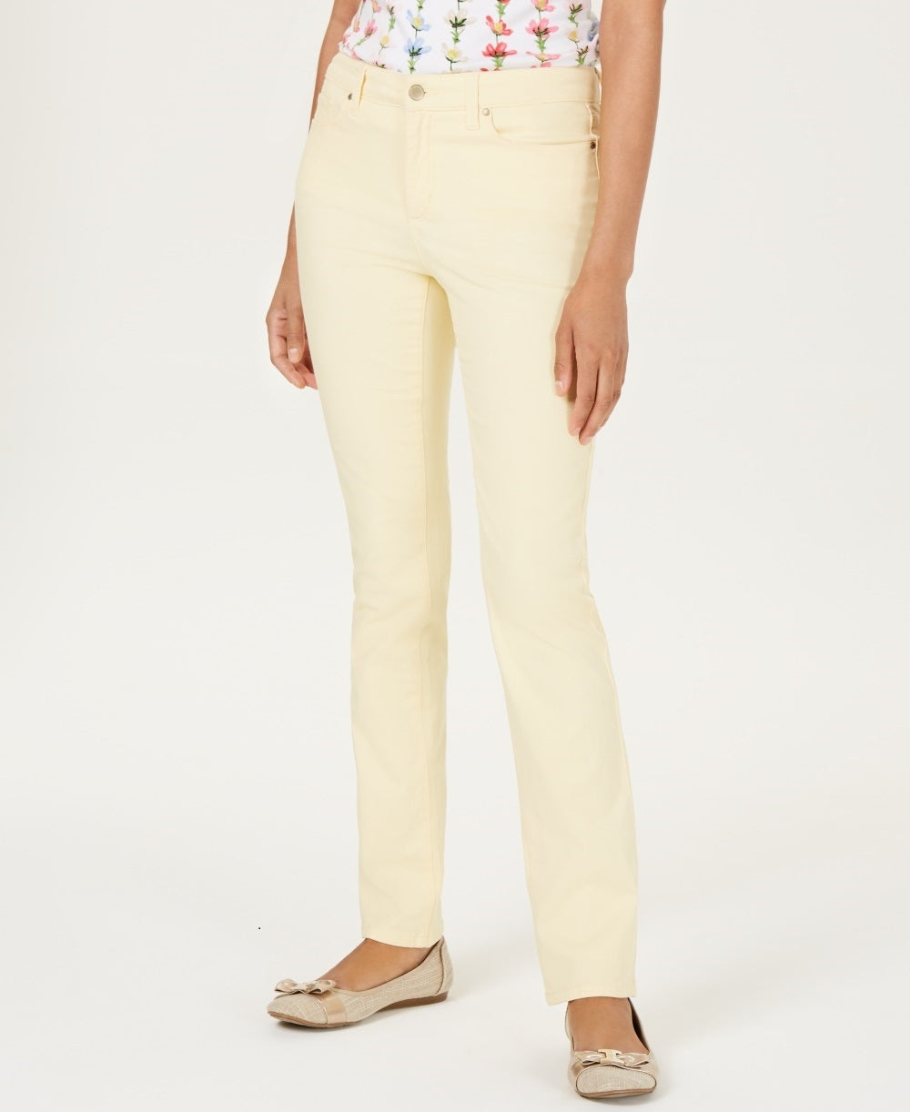 Calça jeans feminina Lexington reta, tamanho 6, amarela, Charter Club