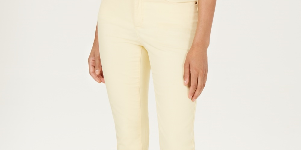 Calça jeans feminina Lexington reta, tamanho 6, amarela, Charter Club
