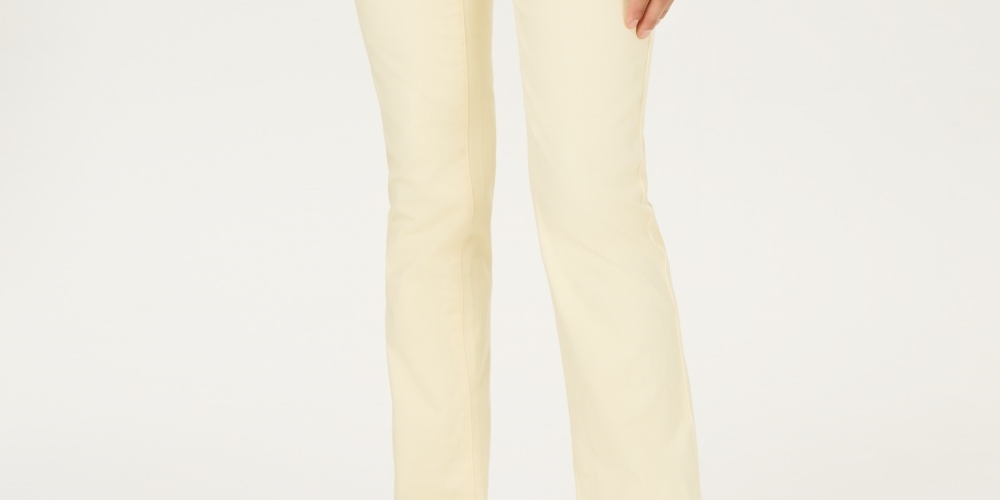 Calça jeans feminina Lexington reta, tamanho 6, amarela, Charter Club
