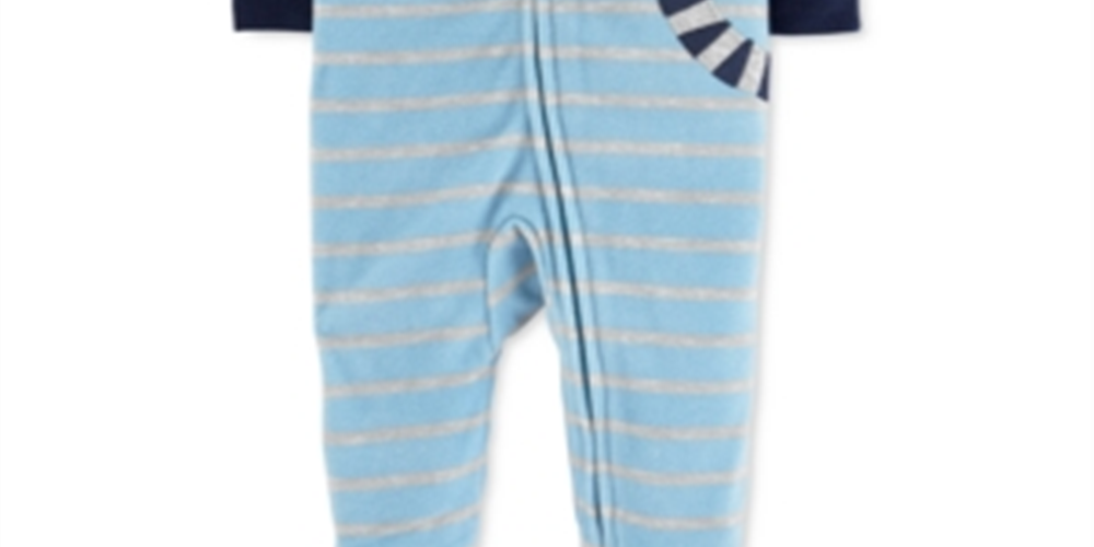 Macacão com pés para dormir e brincar Carter's Baby Boy's Tiger Fleece, azul, tamanho 9MOS