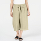 Calça capri texturizada feminina JM Collection com amarração frontal, tamanho areia clara - pequeno GG
