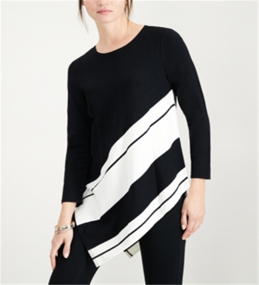 Túnica feminina Alfani listrada assimétrica preta tamanho pequeno extragrande