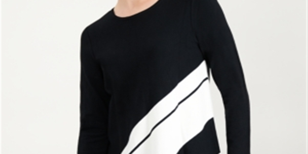 Túnica feminina Alfani listrada assimétrica preta tamanho pequeno extragrande