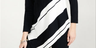 Túnica feminina Alfani listrada assimétrica preta tamanho pequeno extragrande