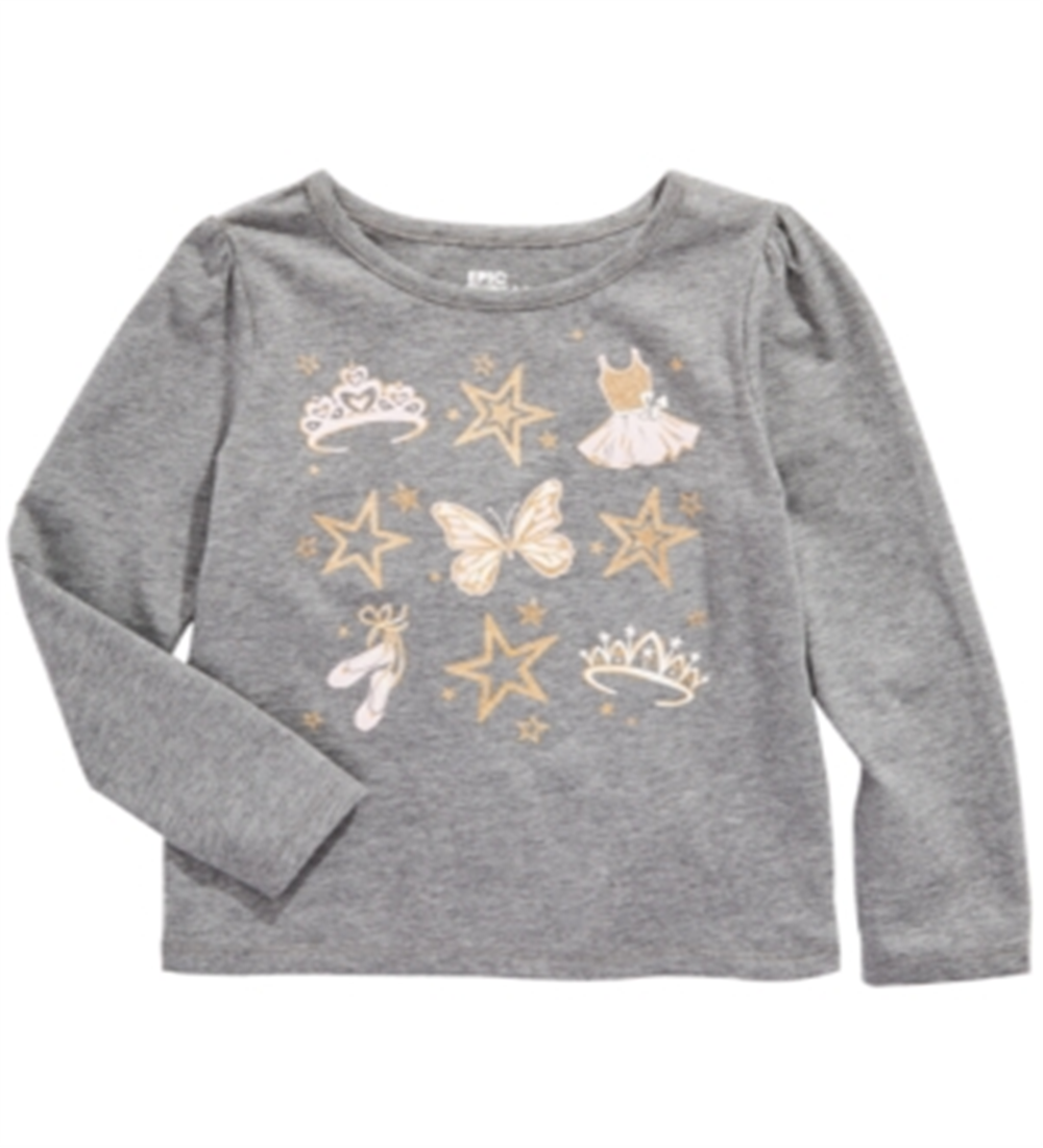 Camiseta infantil feminina Ballet Crown da Epic Threads, cinza, tamanho 3T