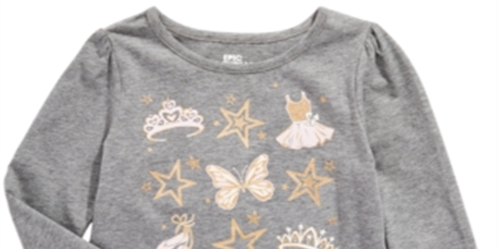 Camiseta infantil feminina Ballet Crown da Epic Threads, cinza, tamanho 3T