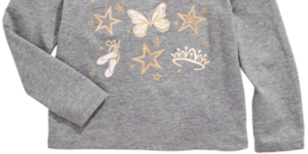 Camiseta infantil feminina Ballet Crown da Epic Threads, cinza, tamanho 3T
