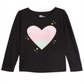 Camiseta infantil feminina Epic Threads com estampa de coração ombré, preta, tamanho 3T