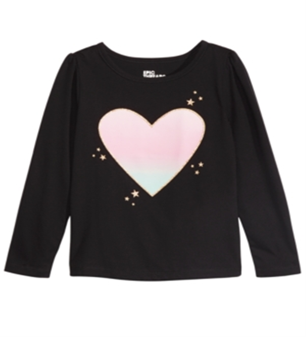 Camiseta infantil feminina Epic Threads com estampa de coração ombré, preta, tamanho 3T
