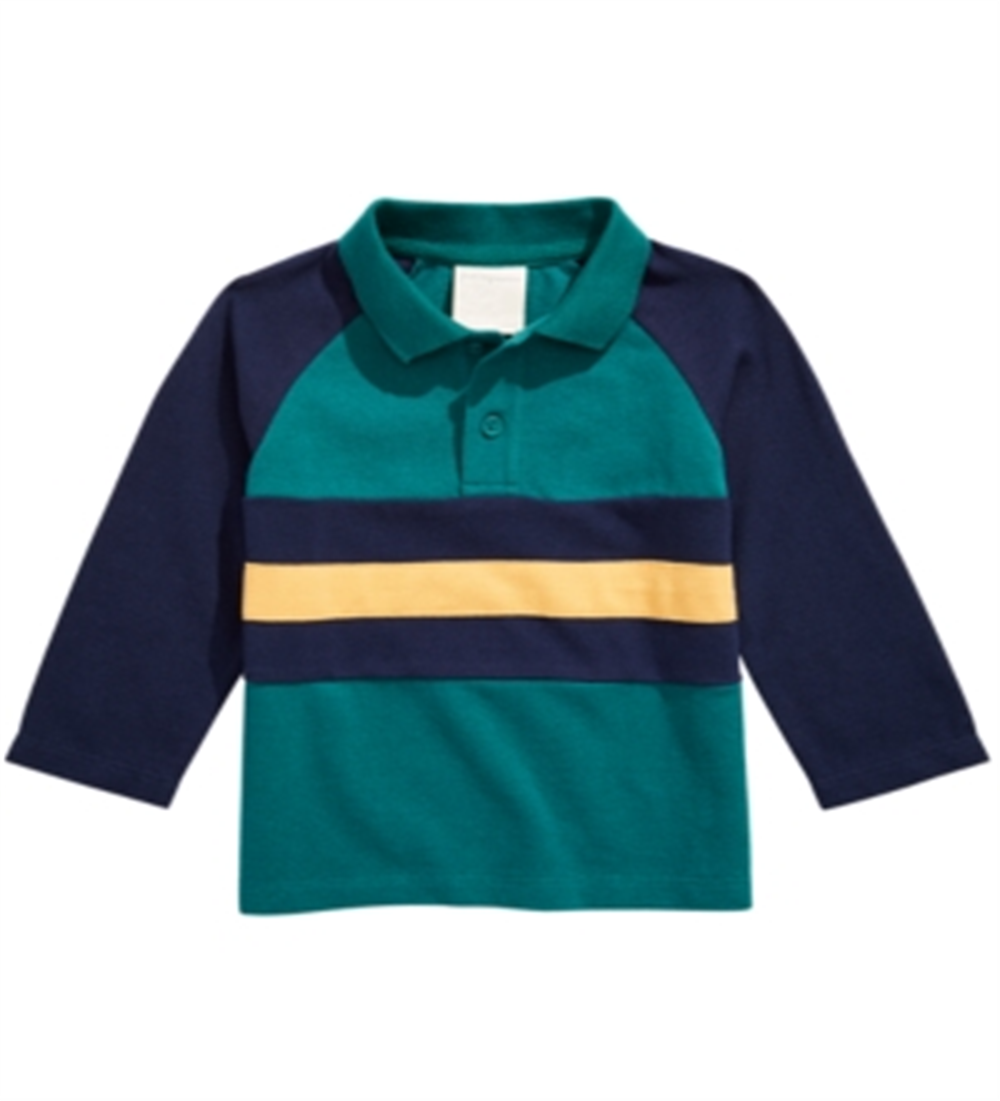 Camisa polo de algodão com blocos de cores para meninos First Impressions, verde, tamanho 24 MOS