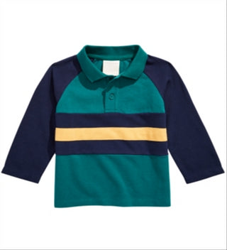 Camisa polo de algodão com blocos de cores para meninos First Impressions, verde, tamanho 24 MOS