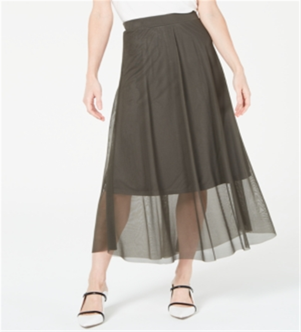 Saia midi evasê Alfani feminina verde tamanho extragrande