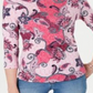 Charter Club Feminino Pima Algodão Botão Ombro Estampado Top Rosa Tamanho Pequeno Pequeno