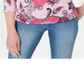 Charter Club Feminino Pima Algodão Botão Ombro Estampado Top Rosa Tamanho Pequeno Pequeno